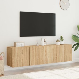 Tv-meubels 2 st wandgemonteerd 80x30x41 cm sonoma eikenkleurig 4