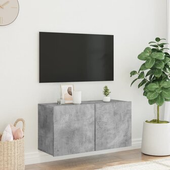 Tv-meubel wandgemonteerd 80x30x41 cm betongrijs 3