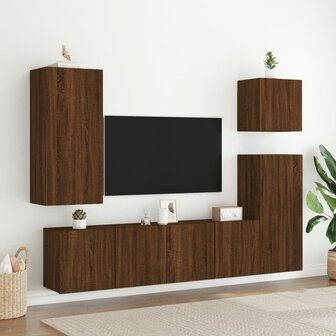 Tv-meubel wandgemonteerd 80x30x41 cm bruin eikenkleur 11