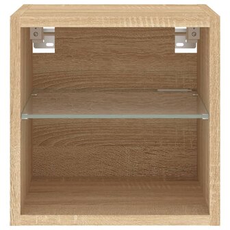 Tv-wandmeubels met LED 2 st 30x28,5x30 cm sonoma eikenkleurig 9