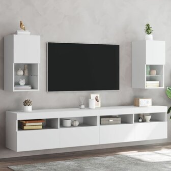 Tv-meubelen 2 st met LED-verlichting 30,5x30x60 cm wit 1