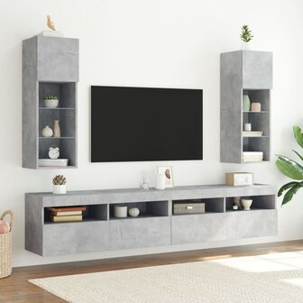 Tv-meubel met LED-verlichting 2 st 30,5x30x90 cm betongrijs 3