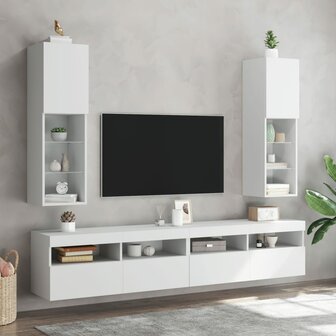 Tv-meubels met LED-verlichting 2 st 30,5x30x102 cm wit 1