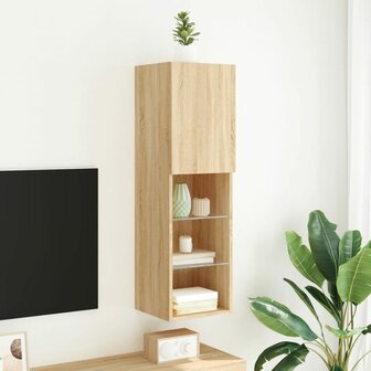 Tv-meubel met LED-verlichting 30,5x30x102 cm sonoma eikenkleur 4