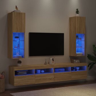 Tv-meubels met LED-verlichting 2 st 30,5x30x102 cm sonoma eiken 4