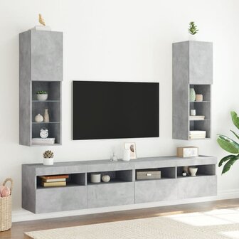 Tv-meubel met LED-verlichting 30,5x30x102 cm betongrijs 3