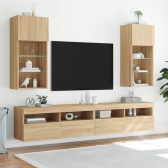 Tv-meubel met LED-verlichting 40,5x30x90 cm sonoma eikenkleurig 3