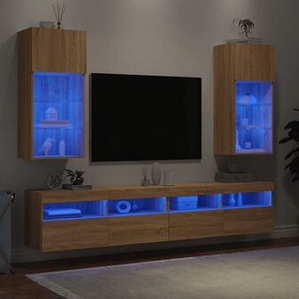 Tv-meubels met LED-verlichting 2 st 40,5x30x90 cm sonoma eiken 4