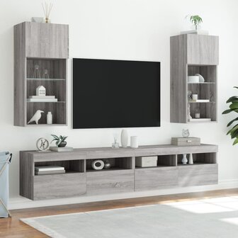 Tv-meubel met LED-verlichting 40,5x30x90 cm grijs sonoma eiken 3