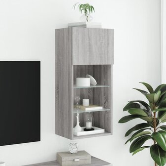 Tv-meubel met LED-verlichting 40,5x30x90 cm grijs sonoma eiken 4