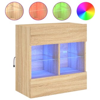 Tv-wandmeubel met LED-verlichting 58,5x30x60,5 cm sonoma eiken 2