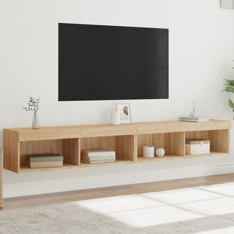 Tv-meubels met LED-verlichting 2 st 100x30x30 cm sonoma eiken 1