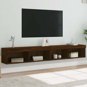 Tv-meubels met LED-verlichting 2 st 100x30x30 cm bruineiken 1