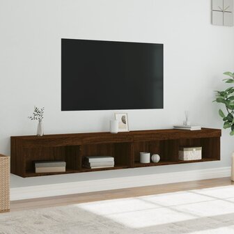 Tv-meubels met LED-verlichting 2 st 100x30x30 cm bruineiken 5