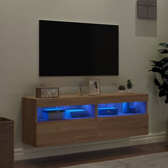 Tv-wandmeubels met LED 2 st 60x30x40 cm sonoma eikenkleurig 4