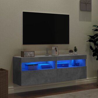 Tv-wandmeubels met LED 2 st 60x30x40 cm betongrijs 4