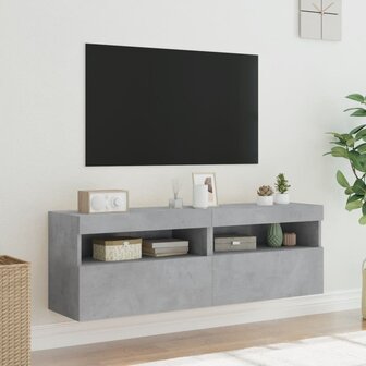 Tv-wandmeubels met LED 2 st 60x30x40 cm betongrijs 5