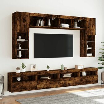 Tv-wandmeubel met LED-verlichting 60x30x40 cm gerookt eiken 6