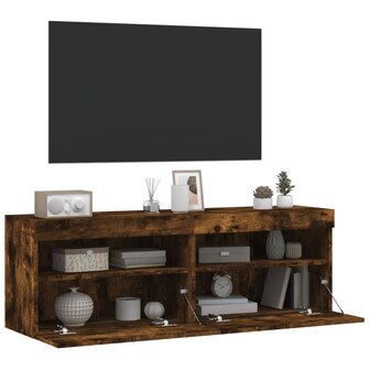 Tv-wandmeubels met LED 2 st 60x30x40 cm gerookt eikenkleurig 7