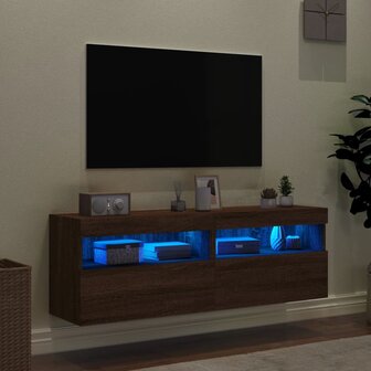 Tv-wandmeubels met LED-verlichting 2 st 60x30x40 cm bruineiken 4