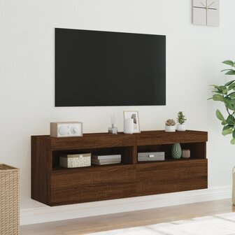 Tv-wandmeubels met LED-verlichting 2 st 60x30x40 cm bruineiken 5