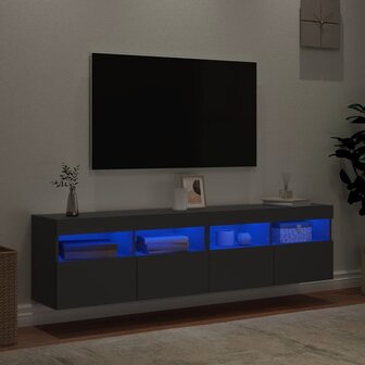 Tv-wandmeubels met LED-verlichting 2 st 80x30x40 cm zwart 4