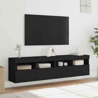 Tv-wandmeubels met LED-verlichting 2 st 80x30x40 cm zwart 5