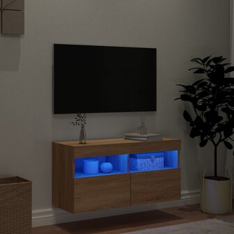 Tv-wandmeubel met LED-verlichting 80x30x40 cm sonoma eikenkleur 4