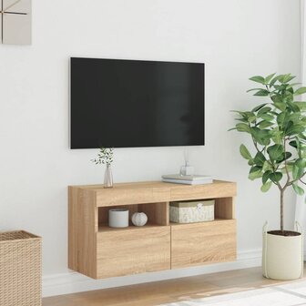 Tv-wandmeubel met LED-verlichting 80x30x40 cm sonoma eikenkleur 5