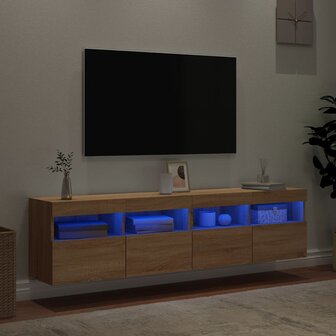 Tv-wandmeubels met LED 2 st 80x30x40 cm sonoma eikenkleurig 4