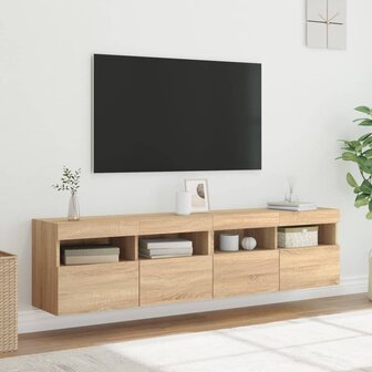 Tv-wandmeubels met LED 2 st 80x30x40 cm sonoma eikenkleurig 5