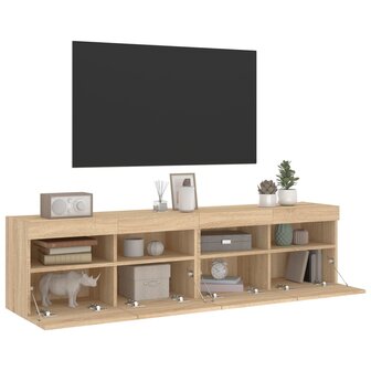 Tv-wandmeubels met LED 2 st 80x30x40 cm sonoma eikenkleurig 7