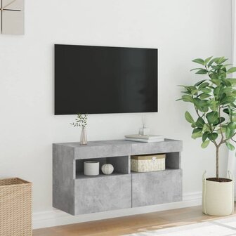 Tv-wandmeubel met LED-verlichting 80x30x40 cm betongrijs 5