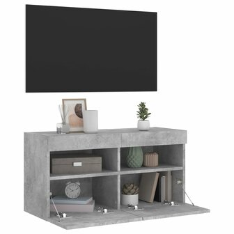 Tv-wandmeubel met LED-verlichting 80x30x40 cm betongrijs 7