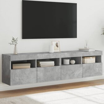 Tv-wandmeubels met LED 2 st 80x30x40 cm betongrijs 1