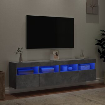 Tv-wandmeubels met LED 2 st 80x30x40 cm betongrijs 4