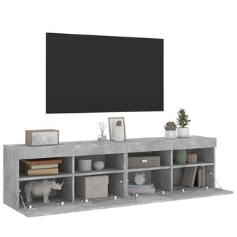 Tv-wandmeubels met LED 2 st 80x30x40 cm betongrijs 7