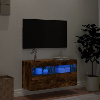 Tv-wandmeubel met LED-verlichting 80x30x40 cm gerookt eiken 4