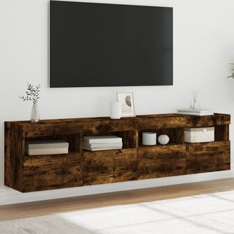 Tv-wandmeubels met LED 2 st 80x30x40 cm gerookt eikenkleurig 1