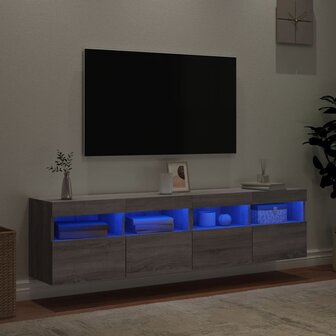 Tv-wandmeubels met LED 2 st 80x30x40 cm grijs sonoma eikenkleur 4