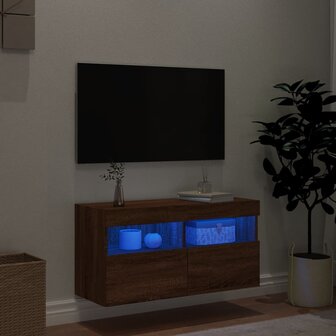 Tv-wandmeubel met LED-verlichting 80x30x40 cm bruin eikenkleur 4