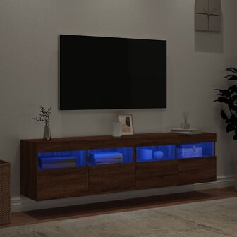 Tv-wandmeubels met LED 2 st 80x30x40 cm bruin eikenkleur 4