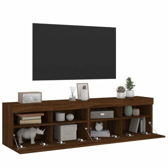 Tv-wandmeubels met LED 2 st 80x30x40 cm bruin eikenkleur 7