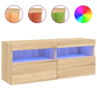 Tv-wandmeubel met LED-verlichting 100x30x40 cm sonoma eiken 2