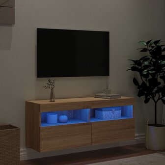 Tv-wandmeubel met LED-verlichting 100x30x40 cm sonoma eiken 4