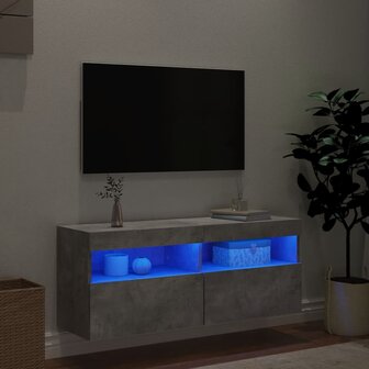 Tv-wandmeubel met LED-verlichting 100x30x40 cm betongrijs 4