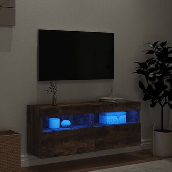 Tv-wandmeubel met LED-verlichting 100x30x40 cm gerookt eiken 4