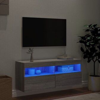 Tv-wandmeubel met LED-verlichting 100x30x40 cm grijs sonoma 4