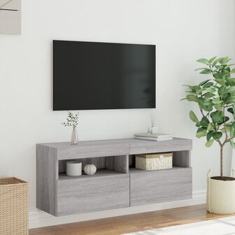 Tv-wandmeubel met LED-verlichting 100x30x40 cm grijs sonoma 5