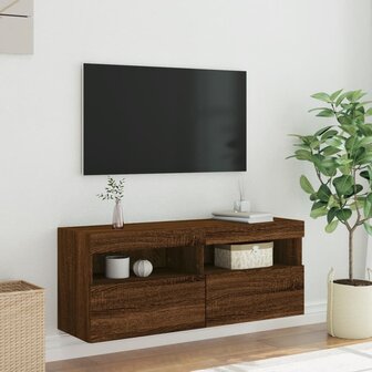 Tv-wandmeubel met LED-verlichting 100x30x40 cm bruineikenkleur 5